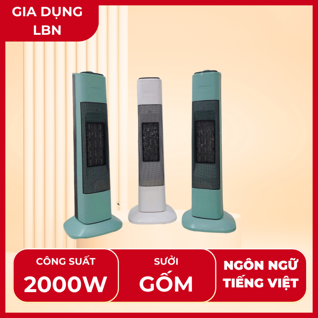 Quạt Sưởi Gốm Nhật Bản Nineshield KB-6502, Công Suất 2000W – Máy Sưởi Ceramic Cỡ Lớn Làm Ấm Nhanh