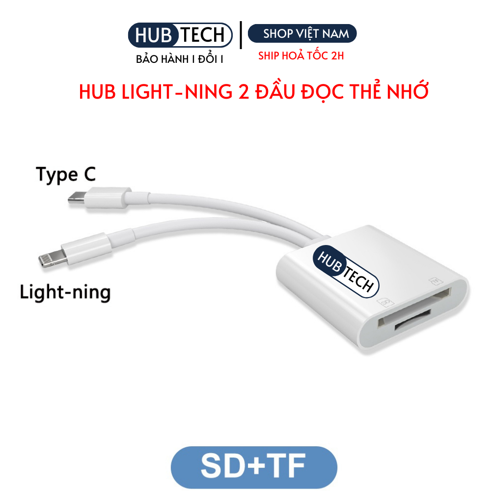 Đầu đọc thẻ nhớ 2 đầu to SD TF 2 IN 1 dành cho điện thoại IPh tương thích với tất cả các thiết bi và máy tính bảng