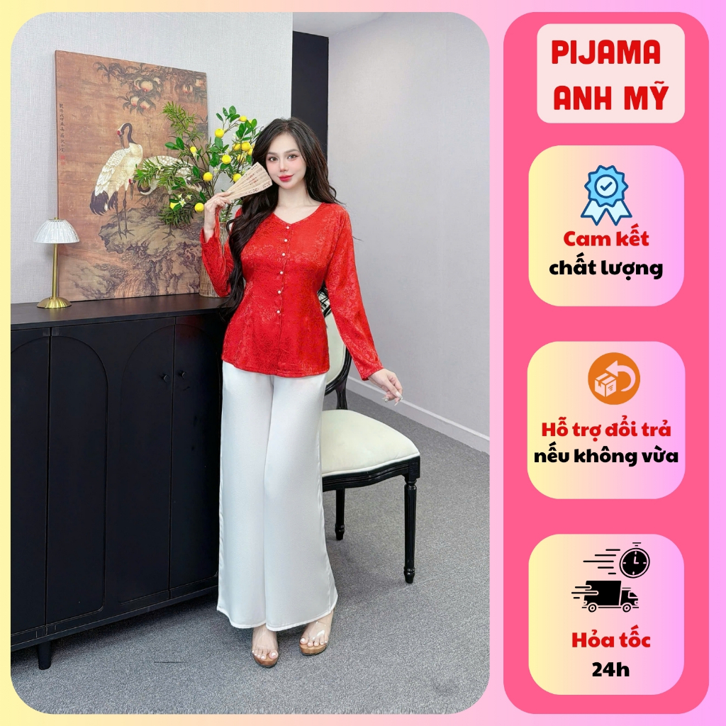 Áo bà ba ANH MỸ cổ tim chất lụa gấm loại 1 mặc đi lễ chùa, đi chơi form chuẩn tôn dáng SP0336