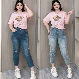 Quần Jeans 9 Tấc Lưng Cao Phom Ôm Jean Skinny Co Dãn Mạnh Dành Cho BigSize 55-90kg 0154 0157 MoLi Jean Nữ Women Pants