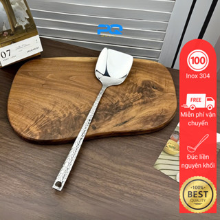 Xẻng lật đồ ăn sạn chiên xào thịt cá rán inox 304 chockmen cán dài khắc vân đá CKM224