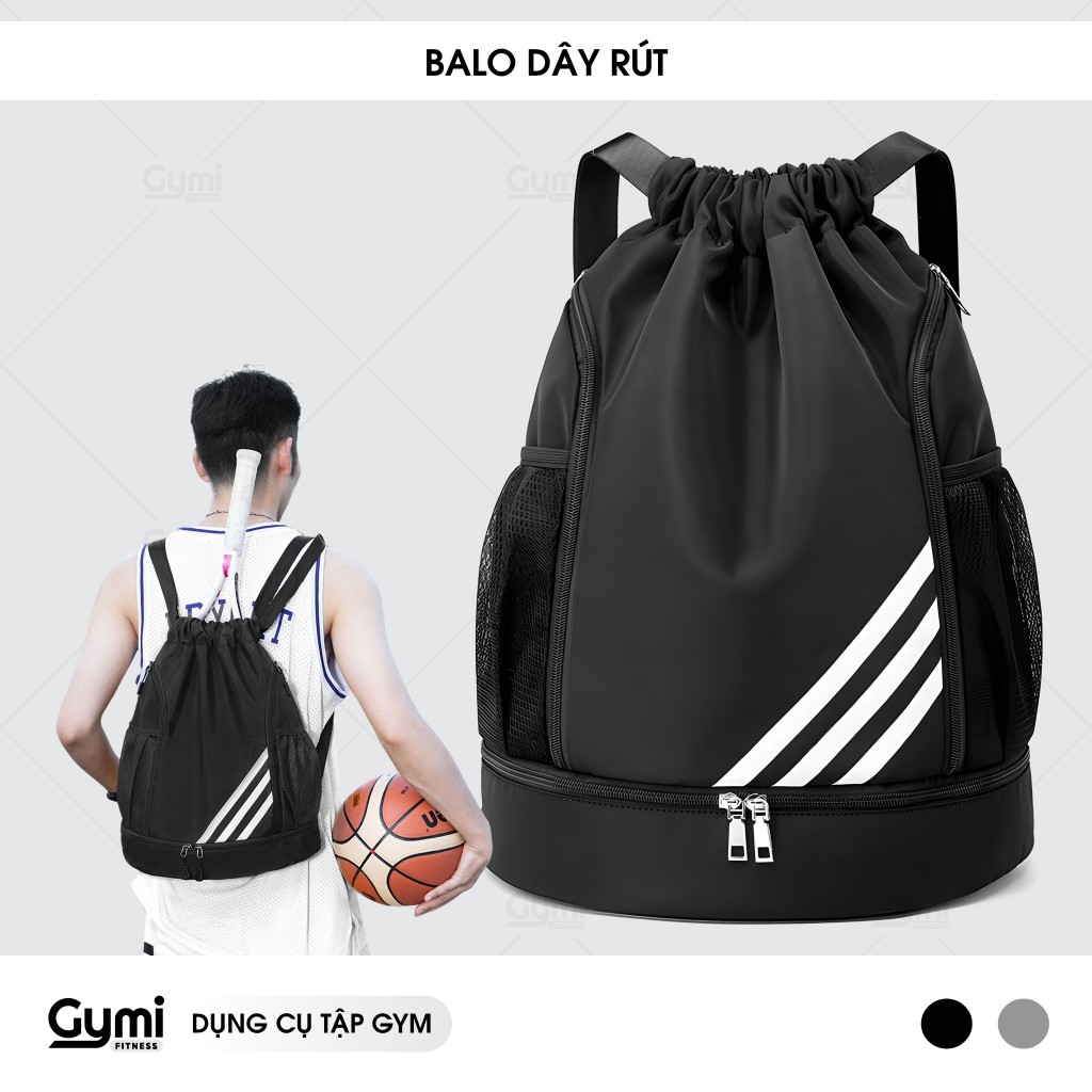 Balo Dây Rút Thể Thao - Ba Lô Chống Nước Có Ngăn Đựng Giày, Chơi Bóng Rổ, Bóng Đá, Tập Gym