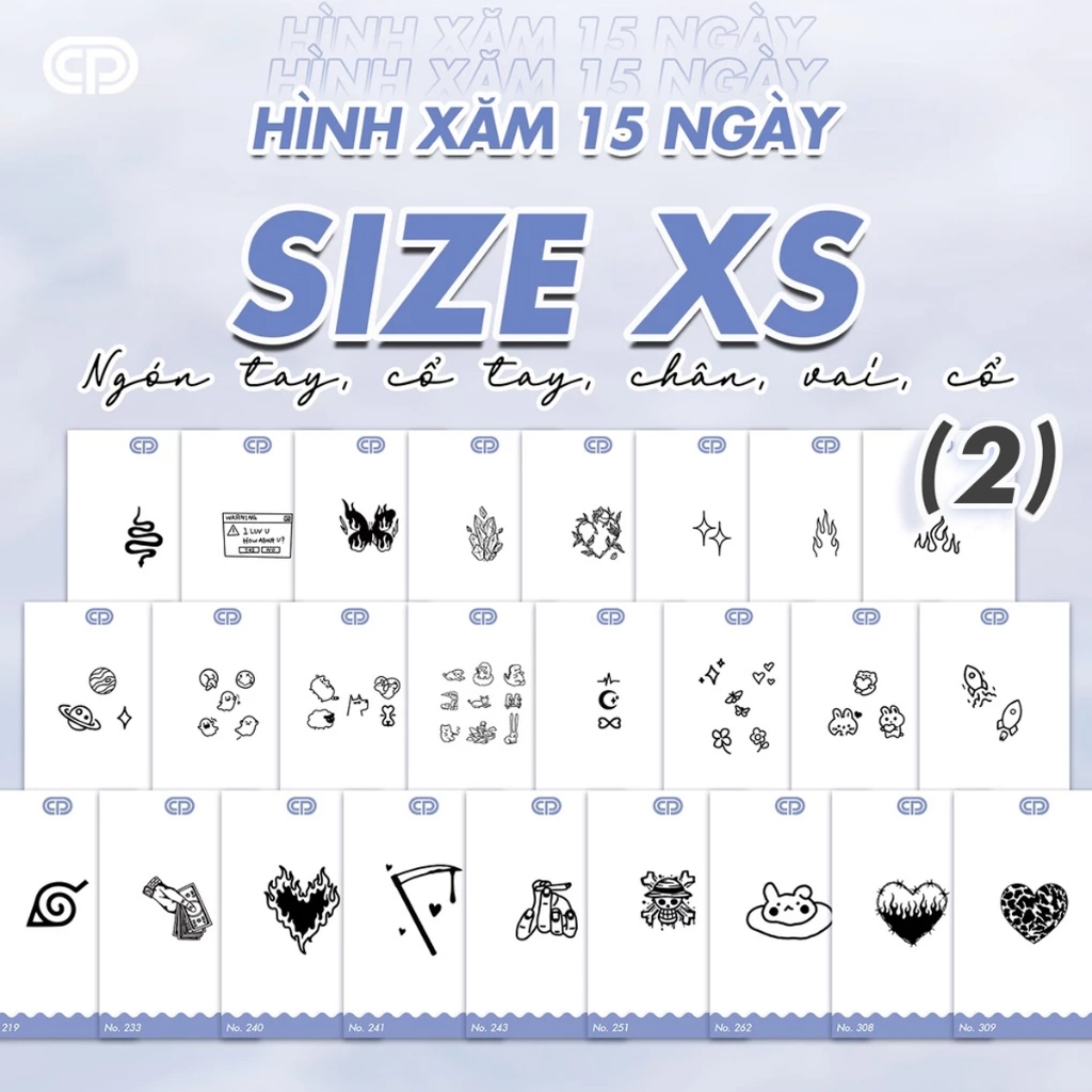 [SIZE XS 2] - Hình xăm tạm thời 15 NGÀY - chống nước, cọ xát SIZE XS