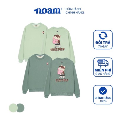 Áo Sweater Unisex NOAM Nafox Together Form rộng Vải nỉ lông cáo mềm mịn - Xanh bơ/ Xanh rêu