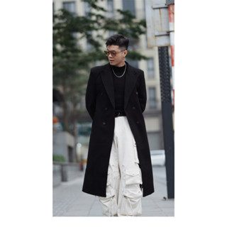 [ DƯƠNG MINH HẢI X HAKY ] HK418 Áo khoác dạ măng tô nam dáng dài chiết eo HAKY phong cách Hàn Quốc.