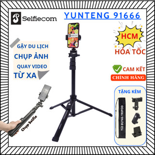 Tripod Yunteng VCT 91666 - Gậy Chụp Ảnh 3 Chân Gấp Gọn, Cây Selfie Kèm Remote Bluetooth Chụp Từ Xa