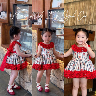 [Hàng chính chủ ko sỉ] Váy đầm lolita/tây ban nha kèm quần cho bé gái màu đỏ nhiều hoa siêu xinh