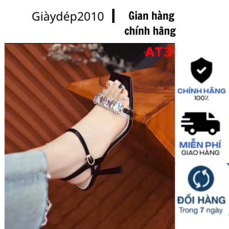 Sandal cao gót dép cao gót cao 7 phân dây đá 7 màu