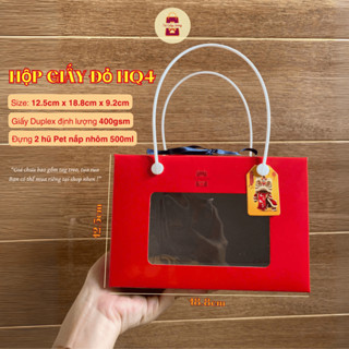 Combo 10 Hộp Giấy Đỏ Đựng Quà Tết, 2 Hũ Khô (Hũ Pet Nắp Nhôm) 500ml, Hũ Hạt Dinh Dưỡng, Hũ Yến Chưng