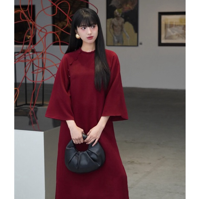 Áo Dài Cách Tân Dáng Suông 2 Tà Vải Text Hàn Cao Cấp Mix Quần Cùng Chất - A8