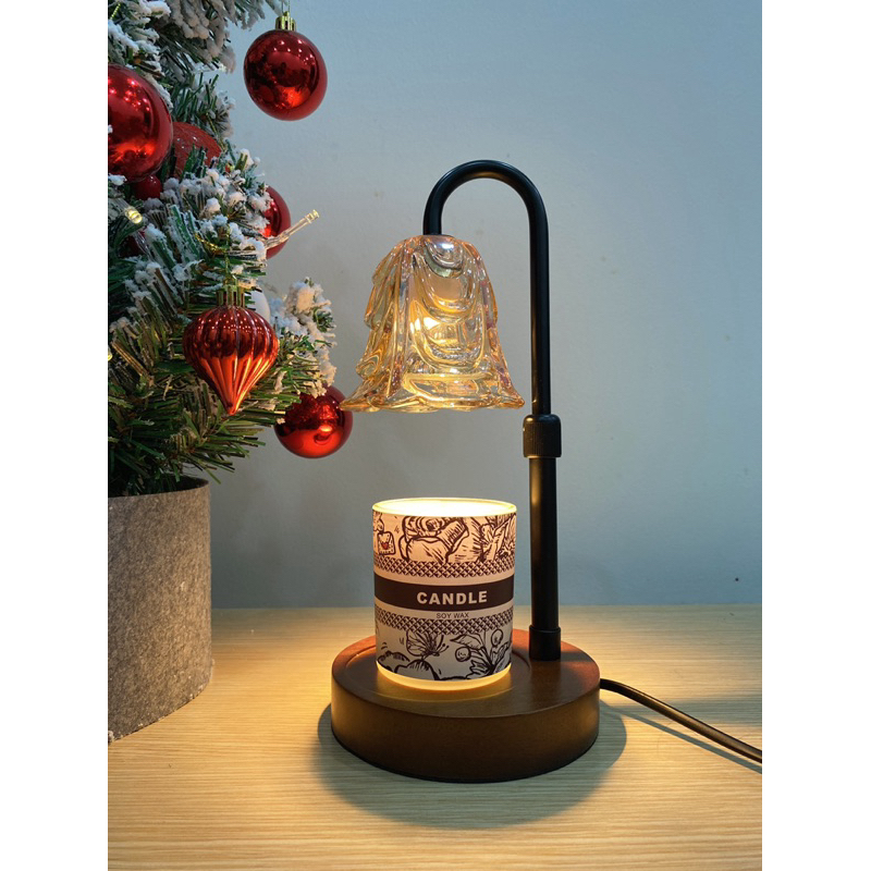 Đèn Đốt Nến Thơm Chụp Thuỷ Tinh, Đế Gỗ, Mã Sản Phẩm 020 | BigBuy360 - bigbuy360.vn