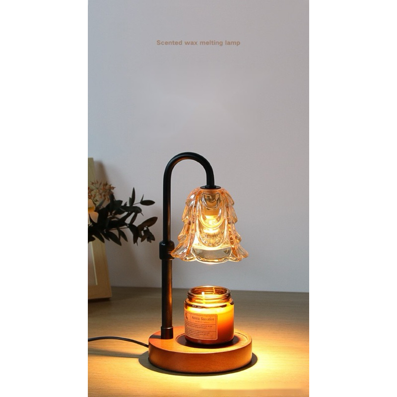 Đèn Đốt Nến Thơm Chụp Thuỷ Tinh, Đế Gỗ, Mã Sản Phẩm 020 | BigBuy360 - bigbuy360.vn