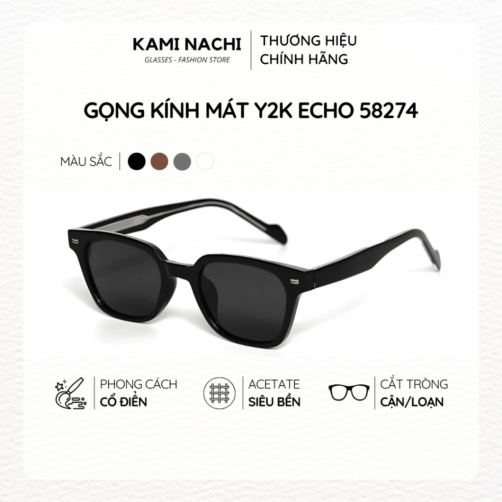 Kính mát phong cách Y2K phiên bản Echo chất liệu Acetate mã 58274 KAMI NACHI