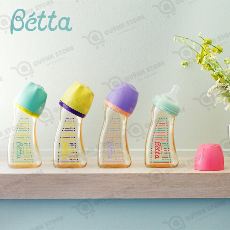 Bình sữa Betta (Bétta) cổ rộng 240ml mẫu trơn nắp màu