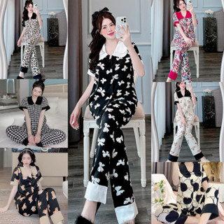 Bộ Lụa Cổ Sen Ngắn Tay Chất Liệu Lụa Mango