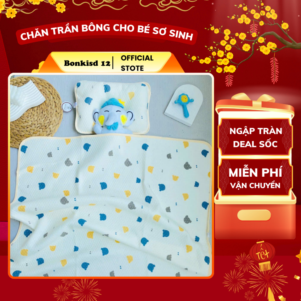 Chăn Trần Bông BCHOU Cho Bé Sơ Sinh Được Làm Từ Bông Tự Nhiên Mịn Màng Ấm Cho Bé
