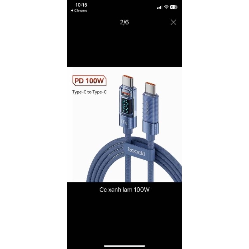 ndk  cáp sạc 100w c to c 60w toocki có led báo dòng sạc
