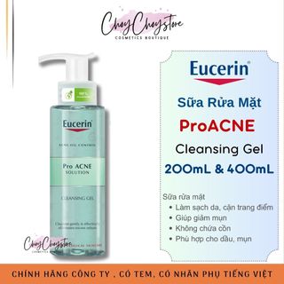   TEM CTY  Sữa Rửa Mặt Eucerin ProAcne Cleansing Gel 200mL & 400mL Pro Acne Cho Da Dầu Mụn 