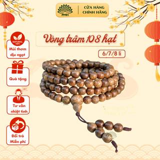 Vòng trầm hương 108 hat, vòng tay chuỗi hạt trầm hương, chuỗi đeo tay nam nữ phong thuỷ may mắn tài lộc