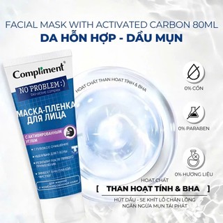 Mặt Nạ Đất Sét Compliment No Problem 80ml chứa AHA, Than Hoạt Tính dành cho mọi loại da