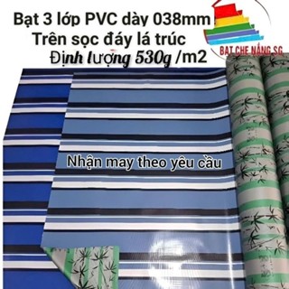 Bạt nhựa PVC che nắng mưa họa tiết lá trúc, dày 0.38mm, may theo yêu cầu