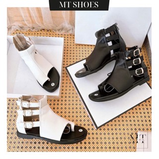 Bốt Nữ Giày Boot Xỏ Ngón Đế Bệt Cao 2P Phối Khoá Thời Trang Da Mềm Đi Êm Siêu Hot MT Shoes BN007