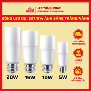 Bóng đèn LED trụ dài 5W 10W 15W 20W Đui E27 E14 siêu sáng tiết kiệm điện - đèn led THP mẫu mới 2025
