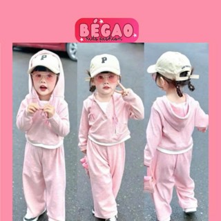 [BÁN XUYÊN TẾT] sét len lông thỏ kèm mũ, bộ thu đông bé gái, đồ bộ dài tay bé gái thể thao 8-30kg  B0095