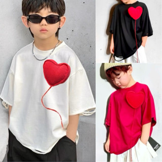 BABUBUYvip-5106 ( LẤY THEO CHIỀU CAO) Áo phông cộc tay rách viền gắn trái tim có thể tháo rời 3 màu đỏ đen trắng cho bé.