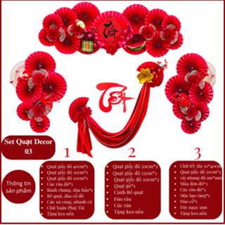 COMBO PHỤ KIỆN TRANG TRÍ DECOR TẾT NGUYÊN ĐÁN 2025 ẤT TỴ. SET BACKGROUND QUẠT HOA, CHỮ TẾT TREO NHÀ CỬA KÍNH QUÁN CAFE