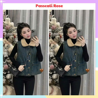 Áo khoác bò gile form dáng đẹp, chất lót lông dày dặn phối cổ lông túi hộp điểm nhấn nổi bật hot hit