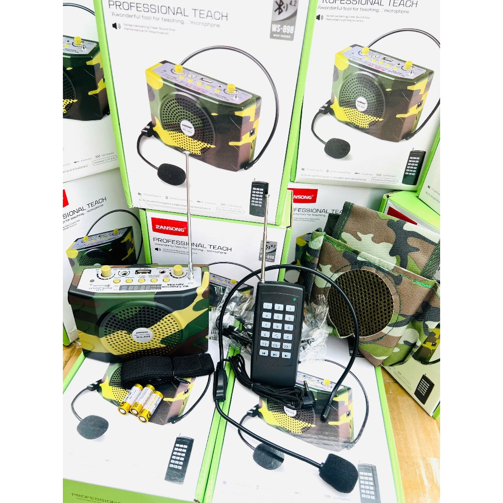 Loa gọi chim,loa bẫy gà, loa trợ giảng Loa bluetooth  điều khiển từ xa WS 898 mới nhất 2025