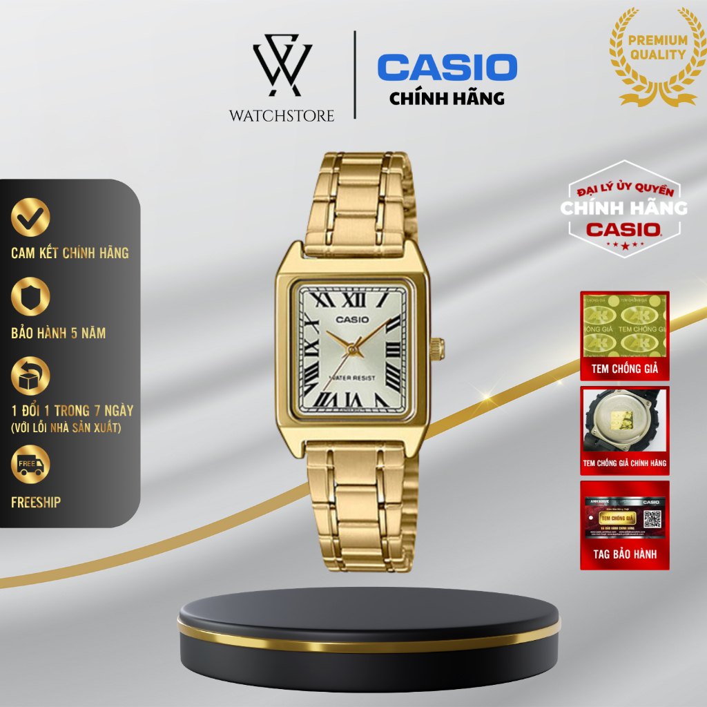 Đồng Hồ Nữ CASIO LTP-V007G-9BUDF Quartz Mặt Kính Khoáng 31x22mm Vỏ Thép Không Gỉ Chống Nước Chính Hãng