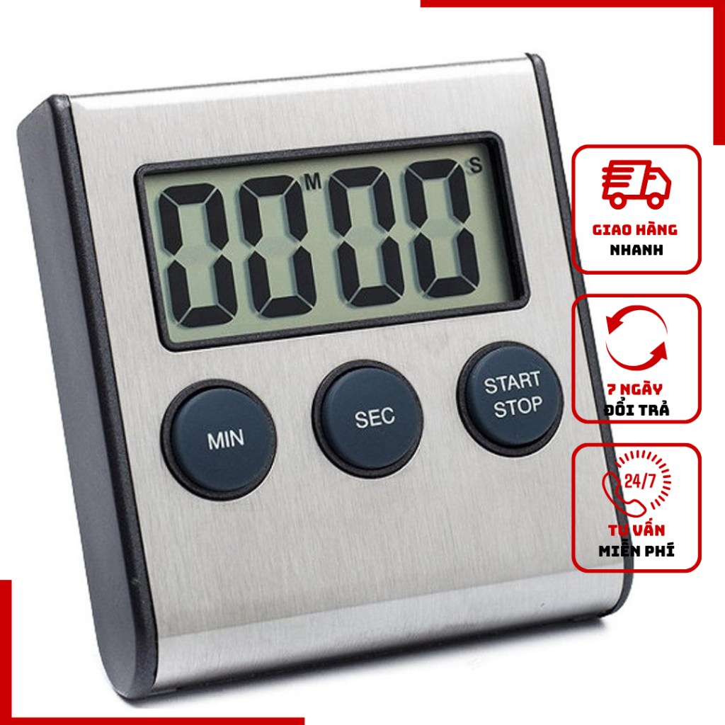 Đồng hồ bấm giờ hẹn giờ nấu ăn – Timer điện tử đếm ngược – báo chuông lớn – tiện lợi trong nhà bếp