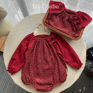 body xô muslin dài tay, body xô muslin cánh tiên cho bé gái, body tết size từ 5-13kg