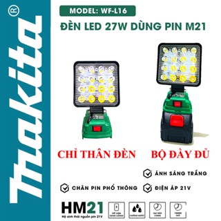Đèn LED dùng pin MAKITA 16 bóng led siêu sáng công suất 27W dùng chân pin phổ thông