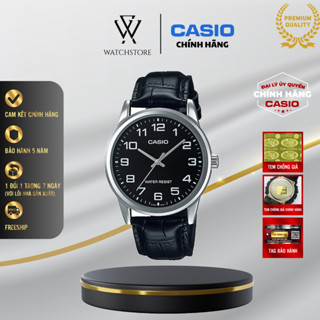 Đồng Hồ Nam Casio MTP-V001L-1BUDF Quartz Mặt Kính Khoáng Đen 38mm Chống Nước Vỏ Thép Không Gỉ Dây Da Cao Cấp Chính Hãng
