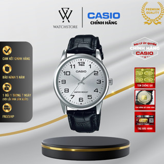 Đồng Hồ Nam Casio MTP-V001L-7BUDF Màu Bạc Kim Trắng Mặt Kính Khoáng 38mm Chống Nước Dây Da Đen Cổ Điển Chính Hãng