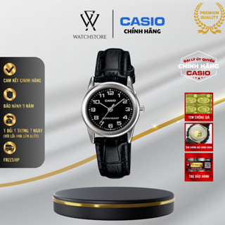 Đồng Hồ Nữ Casio LTP-V001L-1BUDF Màu Đen Kim Trắng Mặt Kính Khoáng 25mm Chống Nước Dây Da Đen Chính Hãng