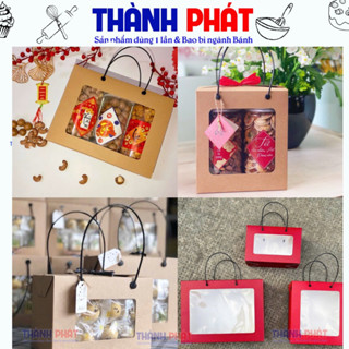 10 Hộp giấy cừa sổ quai xách đựng bánh kẹo mứt tết 2025 - túi giấy quai xách đựng quà tặng - Hộp đựng sét quà tết