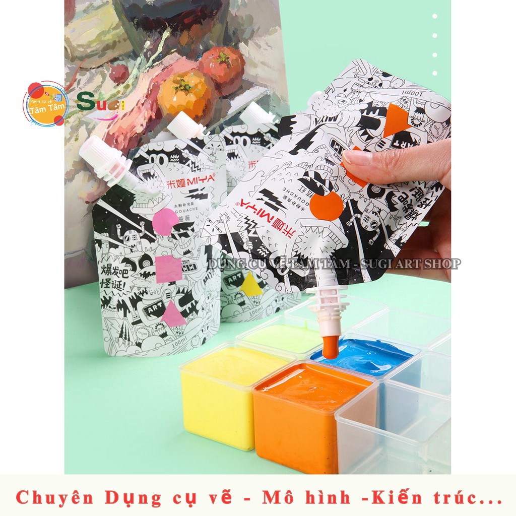 [ TÂM TÂM ] Màu Himi Gouache dạng Túi 100m / Màu Gouache Himi túi 100ml