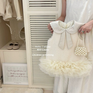   Sẵn 1số   ảnh thật  váy tiểu thư váy xinh mùa thu đông màu trắng cho bé gái 