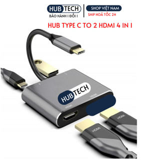 Cáp chuyển hub type c 4 in 1 ra 2 Hdmi ,USB Type c cổng chuyển đổi macbok , DELL, laptop có cổng type c hỗ trợ xuất hình