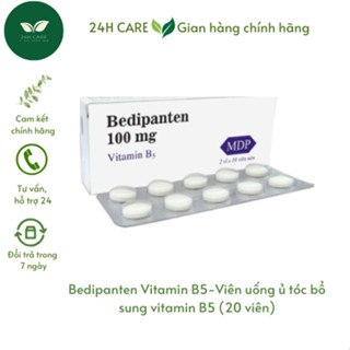 Combo 2 hộp Viên uống, Viên ủ tóc Bedipanten Vitamin B5 100mg (20 viên)