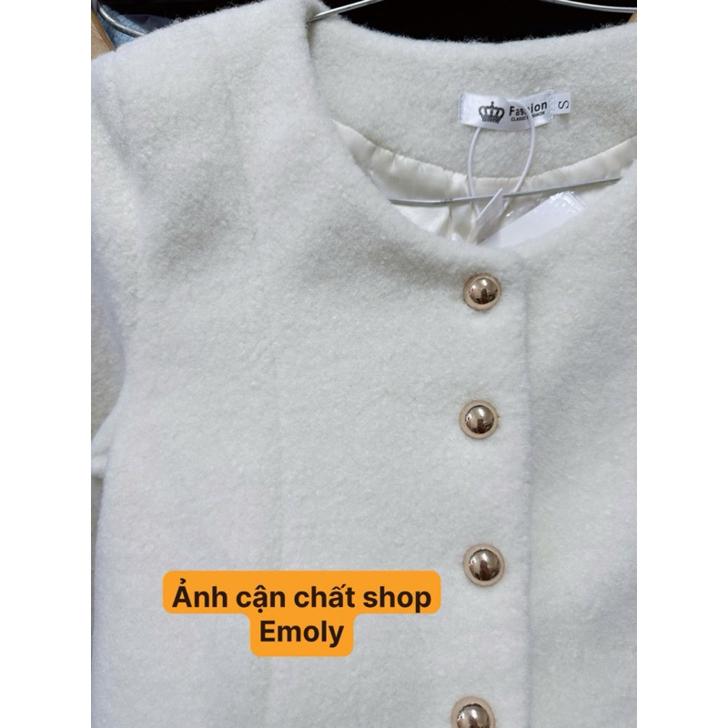 [SẴN] Áo khoác dạ dáng ngắn màu trắng kem đính cúc phong cách Hàn Quốc sang chảnh - 301 | BigBuy360 - bigbuy360.vn