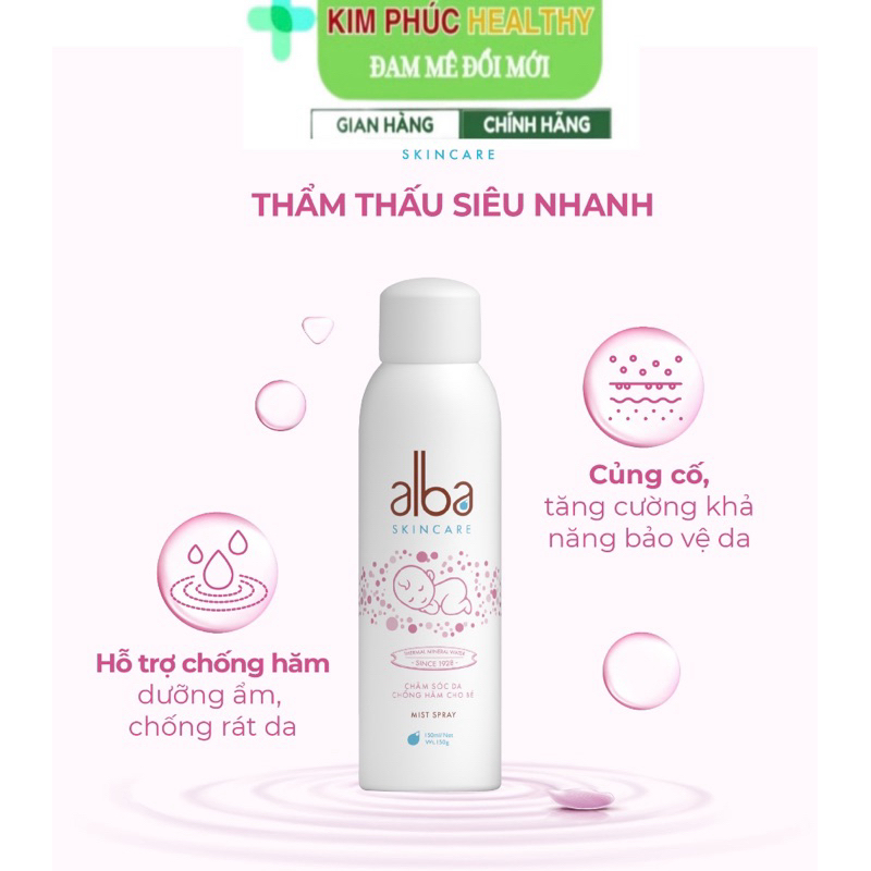 Xịt khoáng chăm sóc da chống hăm cho bé Alba Skincare 150ml, 300ml