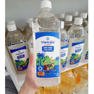 Dầu dừa tinh khiết 100% nguyên chất vietcoco : chai 1l - 60ml