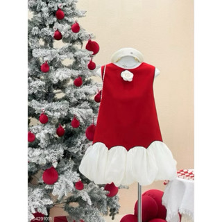 Đầm bé gái dáng suông phối bèo có đính hoa cho mẹ và bé gái 15-55kg, Đầm baby doll bé gái size đại, đầm tiệc bé gái