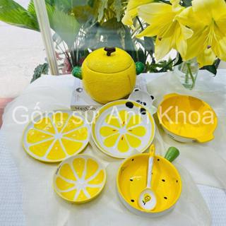  Bộ Bát Đĩa Gốm Sứ Decor Bát Ăn Cơm Bát Ăn Chè Bộ Bát đĩa chanh vàng cute cực đáng yêu cho gia đình Gomsudecor21 