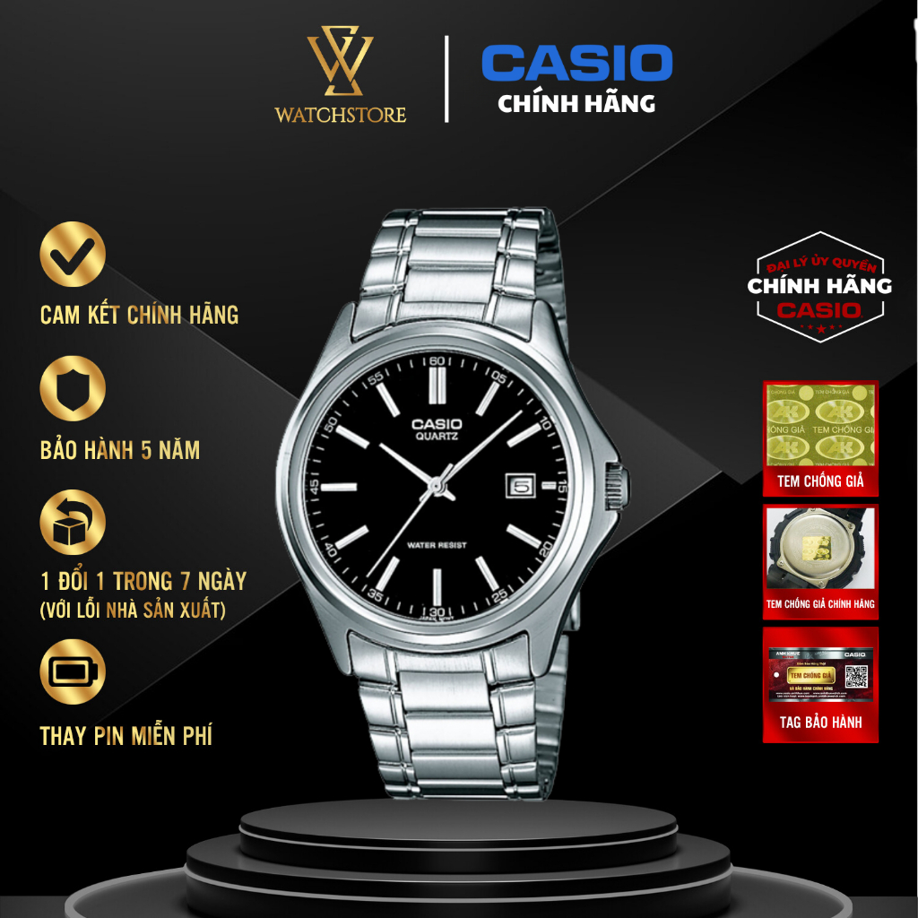 Đồng Hồ Nam Casio MTP-1183A-1ADF Sang Trọng Lịch Lãm Kính Khoáng Đen 38.5mm Chống Nước Dây Kim Loại Chính Hãng